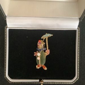 Vintage SWOBODA natural gemstone clown brooch.